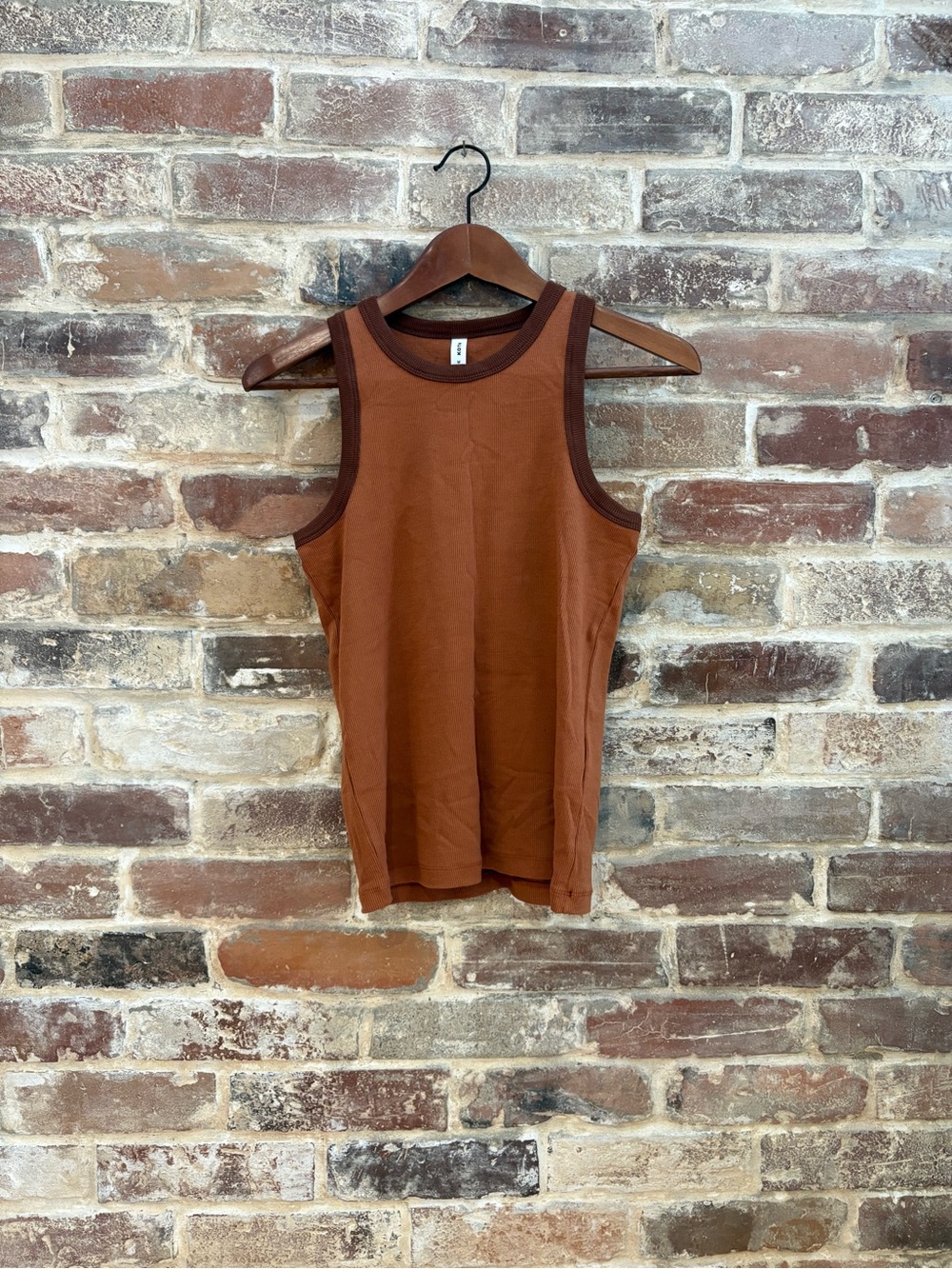 KOTN Rust Orange Tank with Chocolate Rib Trim